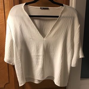 Slouchy V-Neck Short-Sleeved Blouse